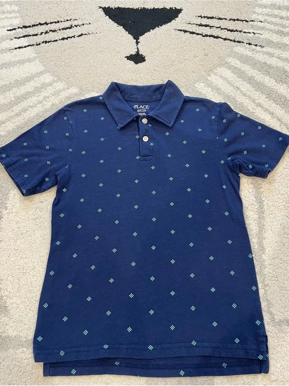 The Children's Place Striped Polo in Navy and Mint